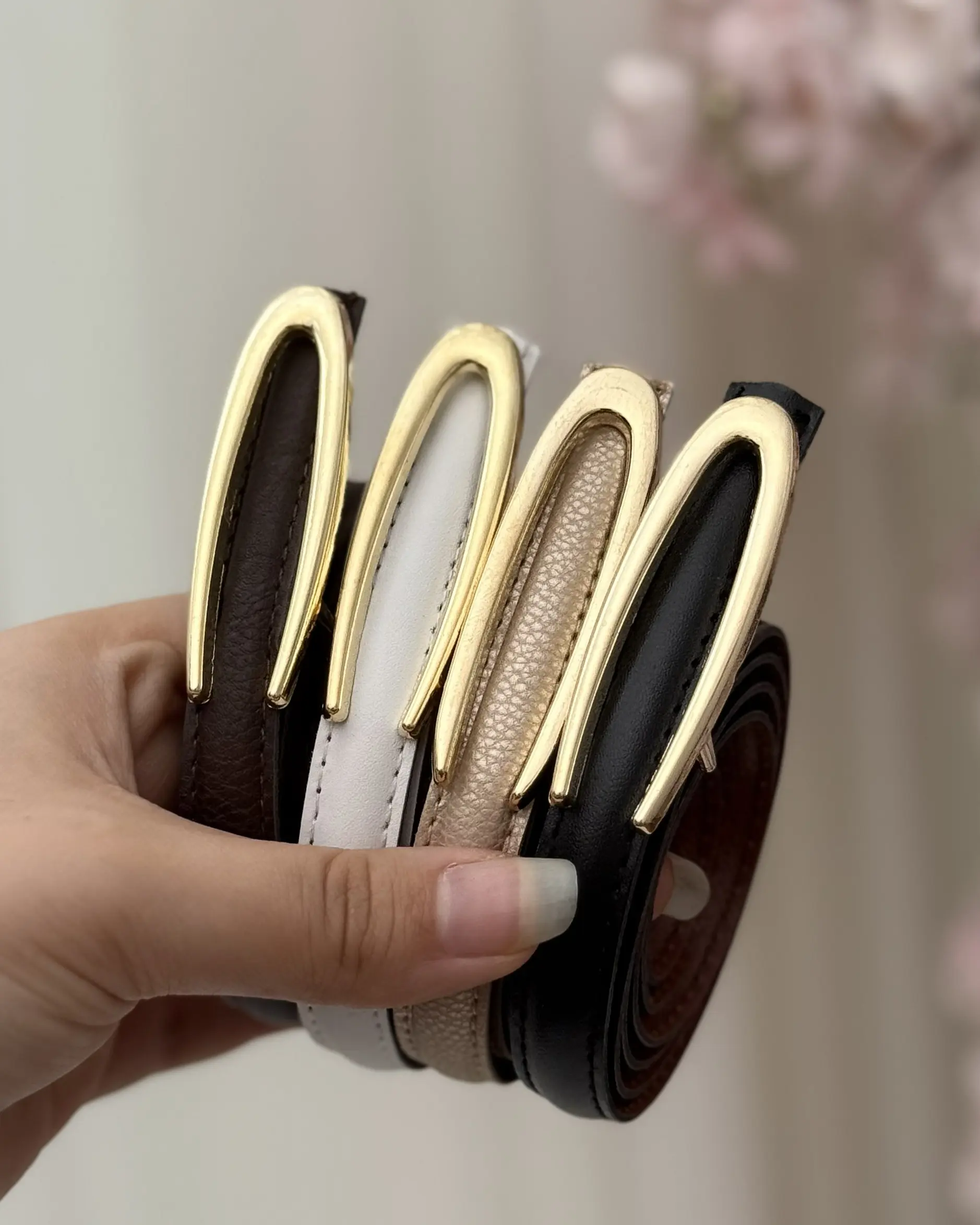 کمربند چرم مشکی و کمربند چرم قهوه ای زنانه 